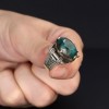 925 Sterling Silver Men's Ring with Semi-Precious Emerald Stone
