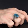 925 Sterling Silver Men's Ring with Blue Topaz Stone