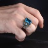 Chain Series Aquamarine Stone 925 Sterling Silver Men's Ring