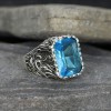 Aquamarine 925 Sterling Silver Men's Ring