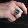 Aquamarine 925 Sterling Silver Men's Ring