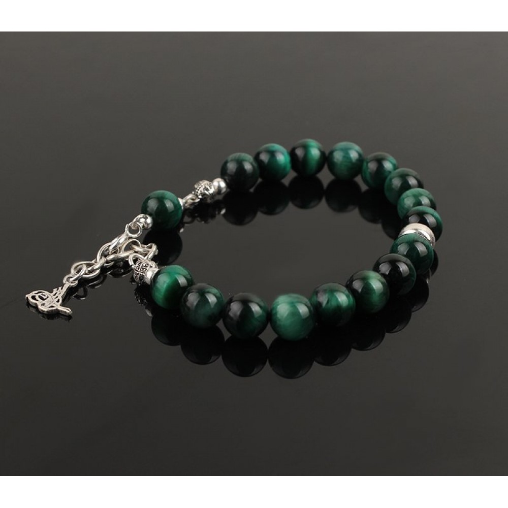 Silver Chain 925 Sterling Silver Bracelet with Tiger Eye Stone