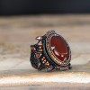 925 Sterling Silver Men's Ring with Agate Stone