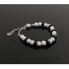 925 Sterling Silver Bracelet with White Onyx Stone and Silver Chain