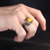 925 Sterling Silver Men's Ring with Agate Stone