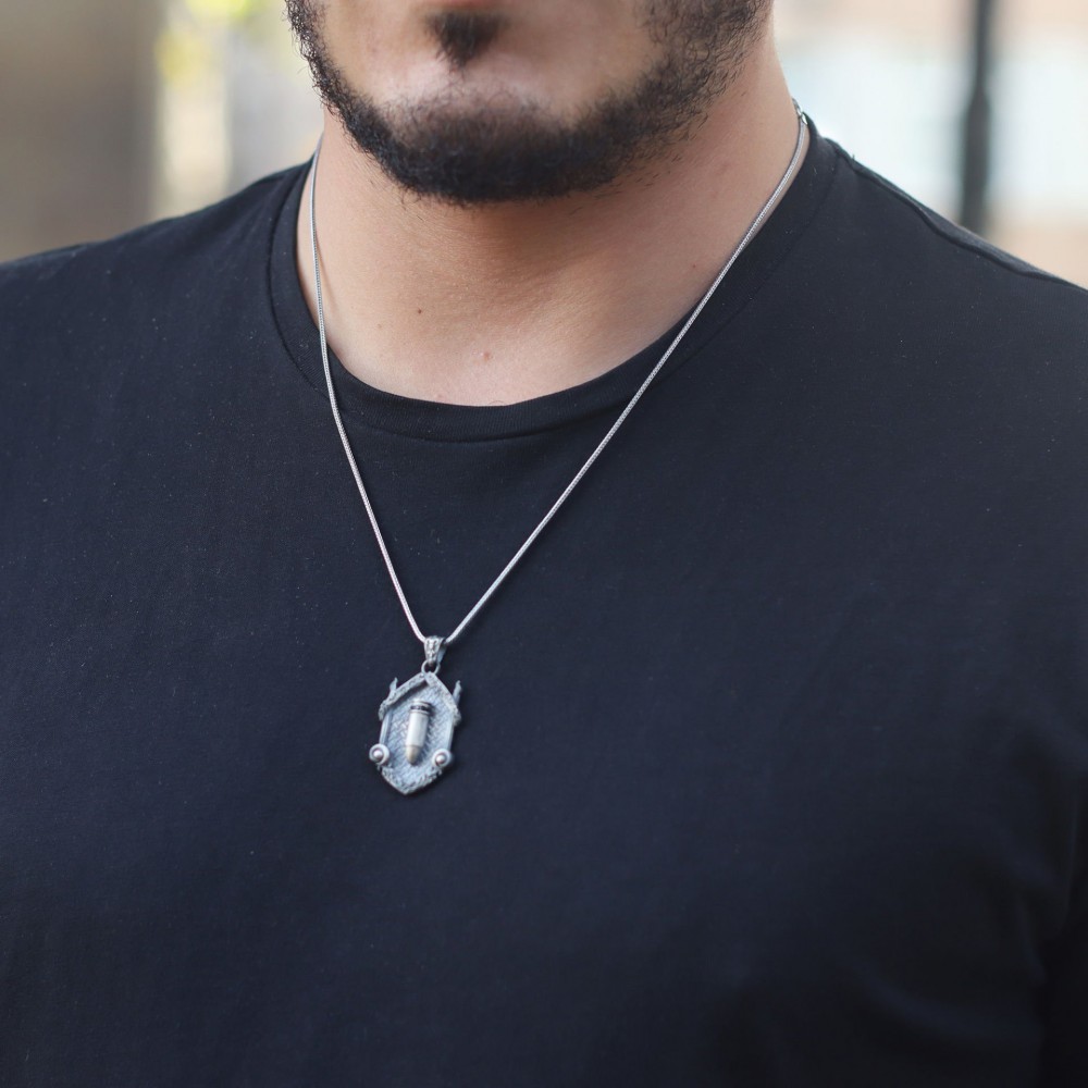 Bullet Model 925 Sterling Silver Men's Necklace