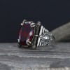 925 Sterling Silver Men's Ring with Garnet Stone