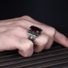 925 Sterling Silver Men's Ring with Garnet Stone