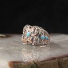 925 Sterling Silver Men's Ring with  Hand Engraved  Zircon Stone