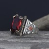 925 Sterling Silver Men's Ring with Garnet Stone
