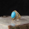 925 Sterling Silver Men's Ring with Rhodium Plated Turquoise Stone