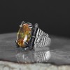 Revolver Model Citrine Stone 925 Sterling Silver Men's Ring
