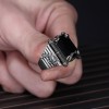 Revolver Model Zircon Stone 925 Sterling Silver Men's Ring