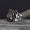 925 Sterling Silver Men's Ring with Mystic Topaz Stone