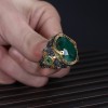 925 Sterling Silver Men's Ring with Rhodium Plated Emerald Stone