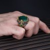 925 Sterling Silver Men's Ring with Rhodium Plated Emerald Stone