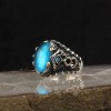925 Sterling Silver Men's Ring with Blue Topaz Stone