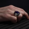 Hand Engraved  Model Amethyst Stone 925 Sterling Silver Men's Ring