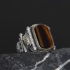 Silver Men's Ring with Tiger Eye Stone