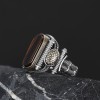 Silver Men's Ring with Tiger Eye Stone