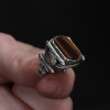 Silver Men's Ring with Tiger Eye Stone