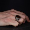 Silver Men's Ring with Tiger Eye Stone