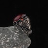 Zircon Stone Hand Engraved  925 Sterling Silver Men's Ring