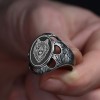 Hand Engraved  Silver Ring with Wolf Symbol