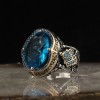 925 Sterling Silver Men's Ring with Blue Topaz Stone