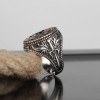 Zircon Stone Sword Silver Men's Ring