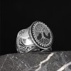 Hand Engraved  Silver Ring with Tree of Life Symbol