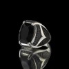925 Sterling Silver Men's Ring with Black Zircon Stone