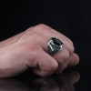 925 Sterling Silver Men's Ring with Black Zircon Stone