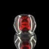 925 Sterling Silver Men's Ring with Garnet Stone