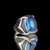 925 Sterling Silver Men's Ring with Blue Topaz Stone