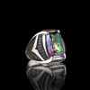 925 Sterling Silver Men's Ring with Mystic Topaz Stone