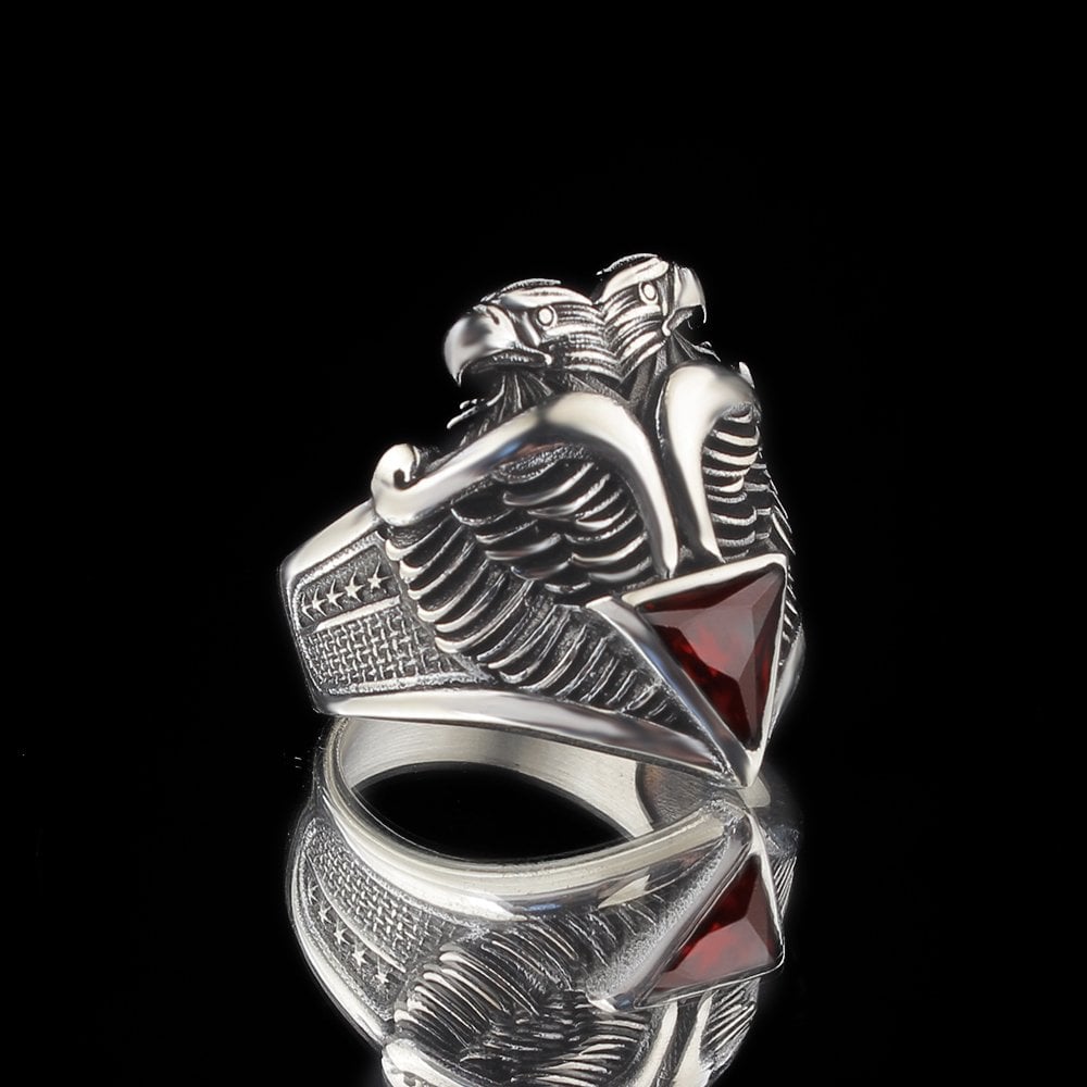 Double Headed Eagle 925 Sterling Silver Men's Ring