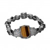 Hand Engraved  Tiger's Eye Stone Model 925 Sterling Silver Men's Bracelet