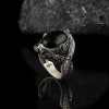 Hand Engraved  Onyx Stone Men's Silver Ring