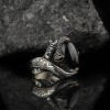 Hand Engraved  Onyx Stone Men's Silver Ring