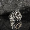 Crescent and Star Model 925 Sterling Silver Men's Ring