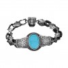 Hand Engraved Turquoise Stone Model 925 Sterling Silver Men's Bracelet