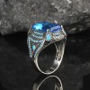 925 Sterling Silver Men's Ring with Blue Topaz Stone