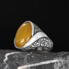 925 Sterling Silver Men's Ring with Agate Stone