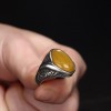 925 Sterling Silver Men's Ring with Agate Stone