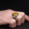 925 Sterling Silver Men's Ring with Agate Stone