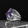 925 Sterling Silver Amethyst Stone Men's Ring