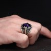 925 Sterling Silver Amethyst Stone Men's Ring