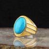 Turquoise Stone Rhodium Plated 925 Sterling Silver Men's Ring