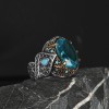 925 Sterling Silver Men's Ring with Blue Topaz Stone